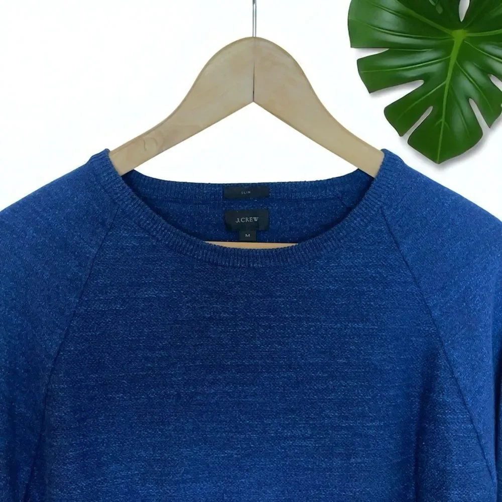 J. Crew Rugged Cotton Long Sleeve Sweater in Heathered Indigo